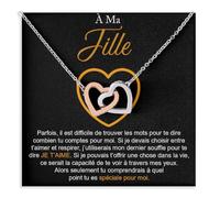 Bramart Collier Femme Fille de Maman ou Papa Idée Cadeau pour Elle Finition Argent Or Bijou Anniversaire ou Noël Idées Cadeaux Pendentif - Coffret avec DÉDICACE incluse (À ma fille 3)