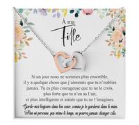 Bramart Collier Femme Fille de Maman ou Papa Idée Cadeau pour Elle Finition Argent Or Bijou Anniversaire ou Noël Idées Cadeaux Pendentif - Coffret avec DÉDICACE incluse (À ma fille 5)