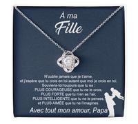 Bramart Collier Femme Fille de Maman ou Papa Idée Cadeau pour Elle Finition Argent Or Bijou Anniversaire ou Noël Idées Cadeaux Pendentif - Coffret avec DÉDICACE incluse (À ma fille 7)