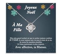 Bramart Collier Femme Fille de Maman ou Papa Idée Cadeau pour Elle Finition Argent Or Bijou Anniversaire ou Noël Idées Cadeaux Pendentif - Coffret avec DÉDICACE incluse (Joyeux Noël à ma fille 1)