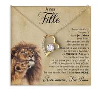 Bramart Collier Femme Fille de Maman ou Papa Idée Cadeau pour Elle Finition Argent Or Bijou Anniversaire ou Noël Idées Cadeaux Pendentif - Coffret avec DÉDICACE incluse (À ma fille 2)