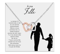 Bramart Collier Femme Fille de Maman ou Papa Idée Cadeau pour Elle Finition Argent Or Bijou Anniversaire ou Noël Idées Cadeaux Pendentif - Coffret avec DÉDICACE incluse (À ma fille 8)