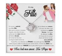 Bramart Collier Femme Fille de Maman ou Papa Idée Cadeau pour Elle Finition Argent Or Bijou Anniversaire ou Noël Idées Cadeaux Pendentif - Coffret avec DÉDICACE incluse (À ma fille 6)