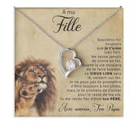 Bramart Collier Femme Fille de Maman ou Papa Idée Cadeau pour Elle Finition Argent Or Bijou Anniversaire ou Noël Idées Cadeaux Pendentif - Coffret avec DÉDICACE incluse (À ma fille 4)