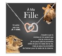 Bramart Collier Femme Fille de Maman ou Papa Idée Cadeau pour Elle Finition Argent Or Bijou Anniversaire ou Noël Idées Cadeaux Pendentif - Coffret avec DÉDICACE incluse (À ma fille 9)