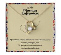 Bramart Collier Femme Infirmière Idée Cadeau pour Elle Finition Argent ou Or Cœur Pendentif Infirmière Professionnelle - Coffret avec DÉDICACE incluse (Infirmière Maman)