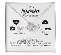 Bramart Collier Femme Infirmière Idée Cadeau pour Elle Finition Argent ou Or Cœur Pendentif Infirmière Professionnelle - Coffret avec DÉDICACE incluse (Femme Infirmière 2)