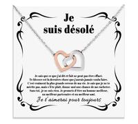 Bramart Collier Femme Je suis désolé Pardon Mon Amour Petite Amie Argent Idées Cadeaux pour elle, Anniversaire, Réconciliation, Noël - Coffret avec DÉDICACE inclus. (Désolé collier)