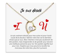 Bramart Collier Femme Je suis désolé Pardon Mon Amour Petite Amie Argent Idées Cadeaux pour elle, Anniversaire, Réconciliation, Noël - Coffret avec DÉDICACE inclus. (Désolé collier 1)