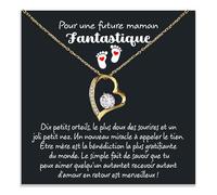 Bramart Collier Femme Maman Idée Cadeau pour Elle, Finition Argent ou Or, Bijou Mère Cadeaux Fête des Mères, Pendentif - Coffret avec DÉDICACE inclus (collier future maman)
