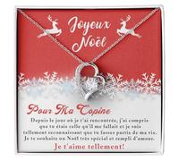 Bramart Collier Femme pour Noël Épouse Petite Amie Âme Sœur Compagne Idée cadeau pour elle Finition en Argent, Or Anniversaire Cadeaux de Noël - Coffret avec DÉDICACE inclus (Joyeux Noël ma femme)