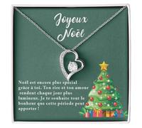 Bramart Collier Femme pour Noël Idée cadeau pour elle Finition en Argent, Or Bijou Anniversaire Cadeau spécial femmes - Coffret avec DÉDICACE inclus (Joyeux Noël femme)