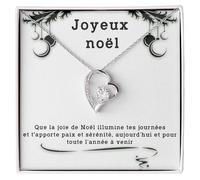 Bramart Collier Femme pour Noël Idée cadeau pour elle Finition en Argent, Or Bijou Anniversaire Cadeau spécial femmes - Coffret avec DÉDICACE inclus (Joyeux Noël femme 2)