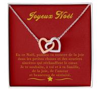 Bramart Collier Femme pour Noël Idée cadeau pour elle Finition en Argent, Or Bijou Anniversaire Cadeau spécial femmes - Coffret avec DÉDICACE inclus (Joyeux Noël femme 1)