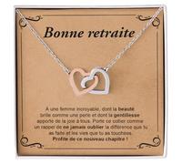 Bramart Collier Femme Retraitée Idée cadeau pour elle Finition en Argent ou Or, Idées Cadeaux Pendentif Cœur pour retraitées - Coffret avec DÉDICACE incluse (bonne retraite 1)