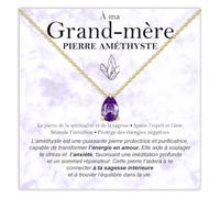 Bramart Collier Grand-mère Pierre Améthyste Cadeaux pour elle Idée Cadeau grands-mères Argent Or Noël Anniversaire Fête des grands-parents - Coffret avec DÉDICACE incluse
