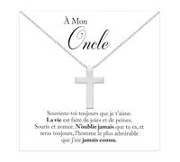 Bramart Collier Homme Croix en Argent Sterling 925 pour Oncle Idée Cadeau Anniversaire ou Noël pour Lui Cadeaux pour oncles - Coffret avec DÉDICACE incluse (Collier Oncle)