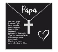 Bramart Collier Homme Croix en Argent Sterling 925 pour Papa Cadeau Fête des Pères Idée Cadeau pour Lui Noël Anniversaire - Coffret avec DÉDICACE incluse (papa croix 1)