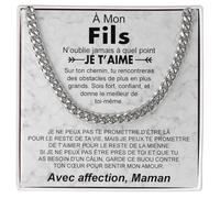 Bramart Collier Homme Pour Mon Fils Cadeau d’anniversaire pour fils Idée Cadeau Homme Noël, Anniversaire Acier inoxydable poli de très haute qualité - Coffret avec DÉDICACE incluse (à mon fils)