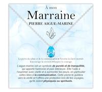 Bramart Collier Marraine Pierre Aigue-Marine Cadeaux pour Elle Idée pour Marraines Argent Or Noël Anniversaire Motivant - Coffret avec DÉDICACE inclus (Pierre Aigue-Marine Marraine argent)