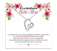 Bramart Collier pour femme A ma Belle-Mère, Argent - Idées cadeaux pour elle Collier Personnalisé pour Femme, Anniversaire ou Noël - Coffret avec dédicace comprise (belle-mère)