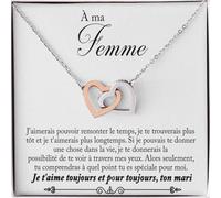 Bramart Collier pour femme À ma femme Argent, Idées cadeaux pour elle Anniversaire de mariage, Anniversaire ou Noël - Coffret avec dédicace comprise (Or - A ma Femme)