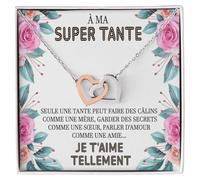 Bramart Collier pour femme À ma super Tante, Argent - Idées cadeaux pour elle Collier Personnalisé pour Femme, Anniversaire ou Noël - Coffret avec dédicace comprise (Or - À ma super Tante)