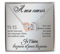 Bramart Collier pour femme À mon Amour Argent, Idées cadeaux pour elle Anniversaire de mariage, Anniversaire ou Noël - Coffret avec dédicace comprise (Or - À mon Amour)