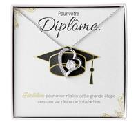 Bramart Collier pour femme Diplômée Félicitations Réussite Argent Idées cadeaux pour elle Anniversaire ou Noël - Boîte cadeau avec dédicace comprise (Argent - Diplômée)