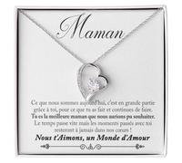 Bramart Collier pour femme Maman Argent, Mère Idées cadeaux pour elle Anniversaire de mariage, Anniversaire ou Noël - Coffret avec dédicace comprise (Argent - Maman)