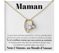 Bramart Collier pour femme Maman Or Argent, Mère Idées cadeaux pour elle Anniversaire de mariage, Anniversaire ou Noël - Coffret avec dédicace comprise (Or - Maman 2)