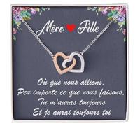 Bramart Collier pour femme Mère et Fille Argent, Mère Idées cadeaux pour elle Anniversaire de mariage, Anniversaire ou Noël - Coffret avec dédicace comprise (Or - Mère et Fille)