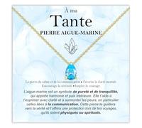 Bramart Collier Tante Pierre Aigue-marine Cadeaux pour elle en Argent Sterling 925 Idée Cadeau pour tantes Noël Anniversaire Motivant - Coffret avec DÉDICACE incluse (Pierre Aigue-marine Tante or)