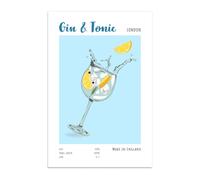 Bramart Impression Murale Gin & Tonic, Bar à Cocktails, Idée Cadeau Spéciale, Décoration Maison Salon Séjour Bureau Cuisine, Poster en Papier Glossy Premium (A3 (29,7 x 42 cm))