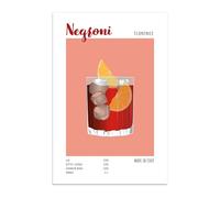 Bramart Impression Murale Negroni, Bar à Cocktails, Idée Cadeau Originale, Décoration Maison Salon Bureau Cuisine, Poster sur Papier Glossy Premium (A3 (29,7 x 42 cm))