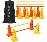 BRAMBLE - 18 Pièces Haies d’Entraînement d’Agilité Coordination avec Sac de Transport - Plots, Cônes, Barres - Parcours de Motricité Enfant, Chiens, Jeux, Cavalettis, Sports, Football