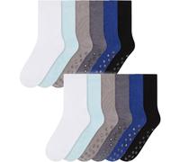 Bramble & Bear 6/12 paquets Chaussettes pour bébés - Chaussettes antidérapantes en coton doux pour bébés - Assortiment de bleus et de roses pour les tailles 0-5 ans