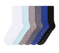 Bramble & Bear (6/12 paquets) Chaussettes pour bébés - Chaussettes antidérapantes en coton doux pour bébés - Assortiment de bleus et de roses pour les tailles 0-5 ans