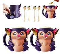 Bramble, The Bat Ice Pinte Holder Ice Pint Holder Can 473 ml/16oz pintes de crème glacée, Apportez 2 cuillères et tiroir à collation, accessoire de fête amusant, cadeau d'Halloween (2 pièces)