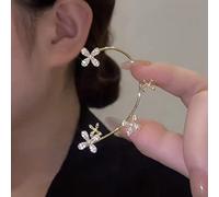 Bramian Crystal Flower Boucles d'oreilles en or sans piercing à l'oreille Bling Clip Boucles d'oreilles Bijoux pour femmes et filles