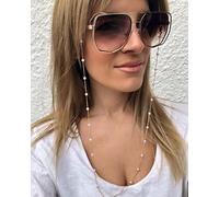 Bramian Perle Lunettes Chaîne Suspendus Cou Anti-Goutte Lunettes Corde Lunettes Accessoires pour Femme et Filles (Argent)