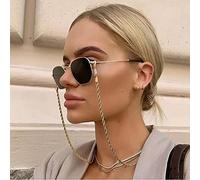 Bramian Twist lunettes de soleil chaîne simple lunettes de soleil lunettes chaîne lunettes accessoires décor pour femme et filles (Or)