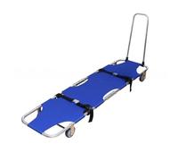 Brancard médical en aluminium à 4 roues, brancard pliable avec timon Le brancard peut supporter jusqu'à 158 kg pour le transfert de patients, les premiers secours, les hôpitaux, les ambulances