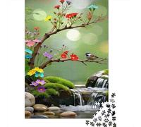 Branche au Clair de Lune avec Un Oiseau Jigsaw Puzzle Mésange 1000 Pezzi Cartone Riciclato per Uomo E Donna, Rilassante Sfida, Regalo Compleanno Originale Immagini Vibranti 70x50cm/1000pcs
