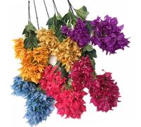 Branche d'arbre de fleur de bougainville artificielle, deux têtes, longue tige en soie, pour décoration florale de fête de mariage Bleu