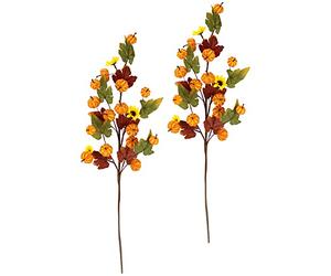 Branche d'automne Artificielle avec tournesols, citrouilles et Feuilles d'automne - Fleurs d'automne - Décoration d'automne - Fleurs artificielles - Fleurs en Soie - Branches pour Vase d'halloween