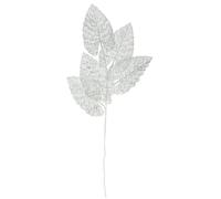 Branche de décoration - PARIS PRIX - Souffle Polaire - 5 Feuilles - 84 cm - Blanc