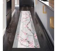 Branche de Fleurs de Prunier Tapis de Couloir Antidérapant 80 x 200 cm, Art Oriental Vintage Tapis de Passage Lavable Cuisine Devant Evier Salon Chambre à Coucher Descente de lit Interieur