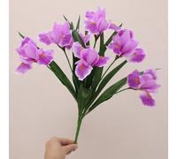 Branche de fleurs d'iris artificielles réalistes au toucher réaliste pour décoration d'intérieur, salon, bureau, accessoires photo (violet clair)