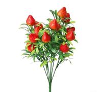 Branche de fruits de fortune artificielle à 7 fourchettes - 32 cm - Pour maison, fête de mariage, centre de table, salon, bureau (fraises)